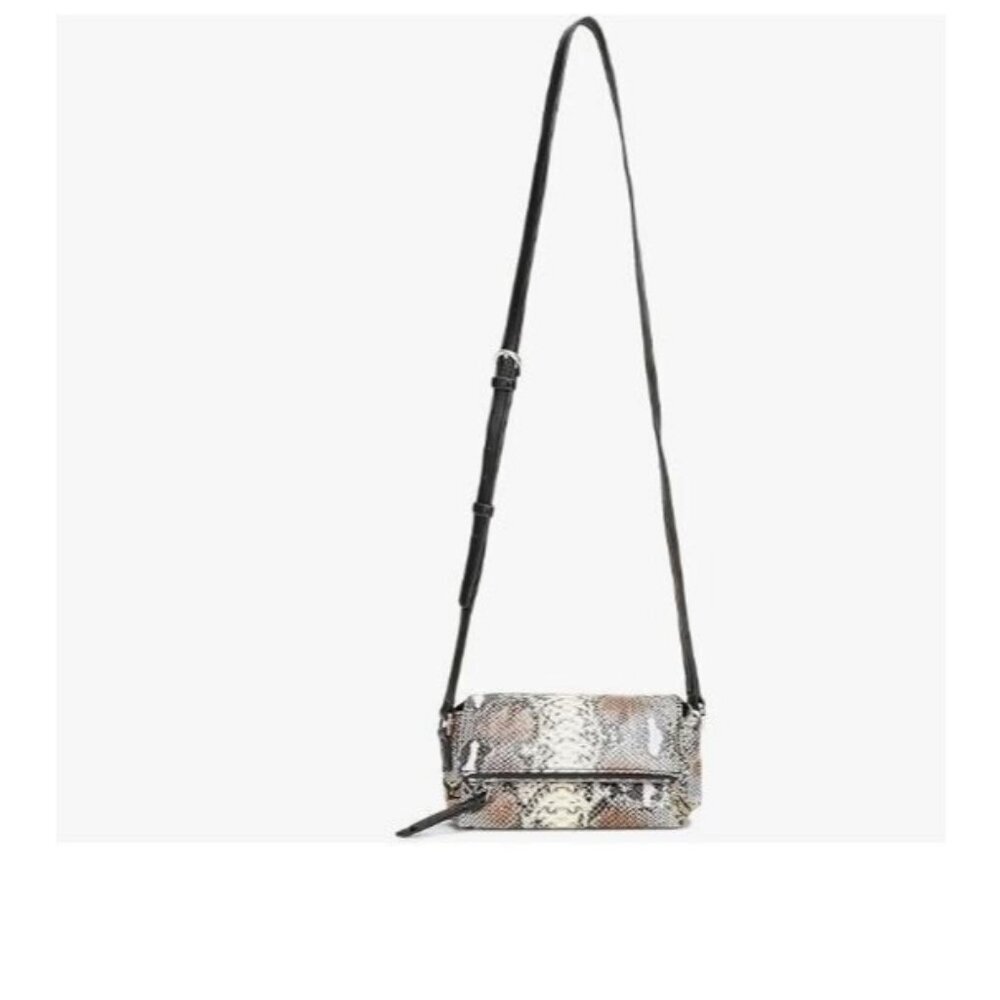 CALVIN KLEIN Argo textured faux-leather flap snake python small crossbody